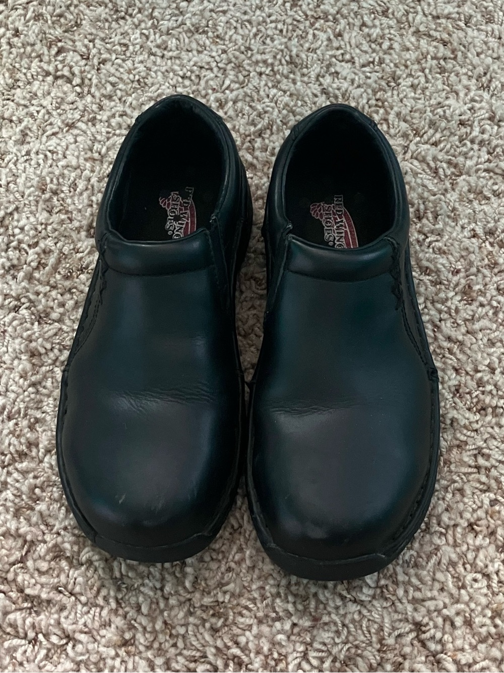 Black Leather Slip-On Steel Toe Work Shoes for Women